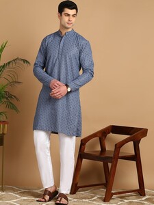 FUBAR Men Ethnic Motifs Embroidered Regular Kurta with Pyjamas